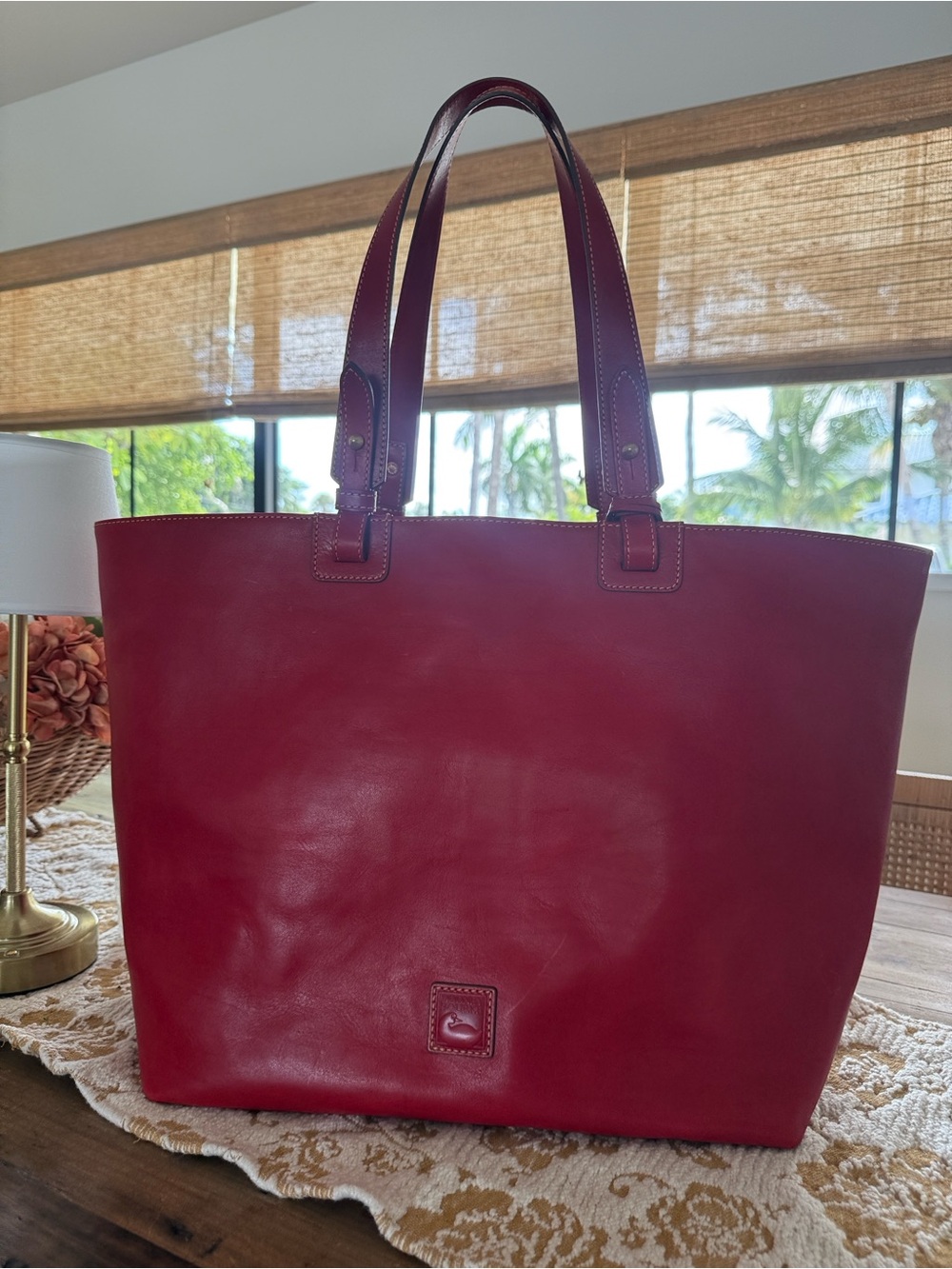 Dooney & Bourke Deep Red Leather Tote-Suzette